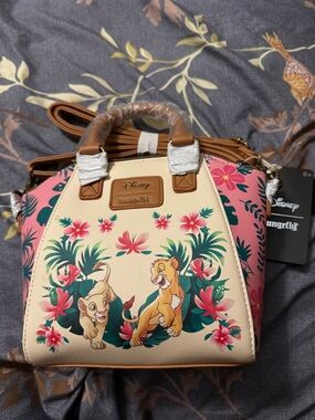 Loungefly The Lion King Floral Mini Satchel in Pink, Cream & Brown